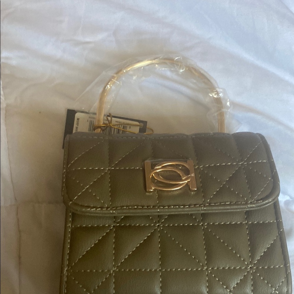 Bebe Green Mini Quilted Bag with Chain Strap